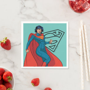 Supergirl Hovering in Blue Suit Napkin