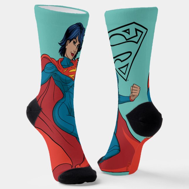 Supergirl Hovering in Blue Suit Socks (Angled)