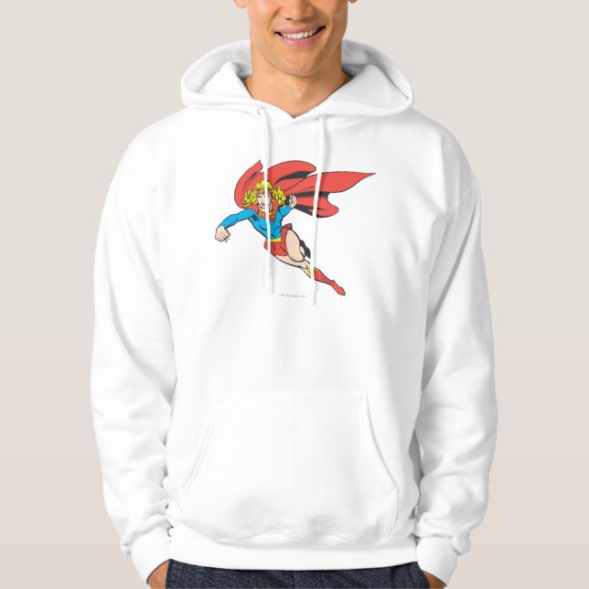 Supergirl Leaps and Punches Hoodie (Front)