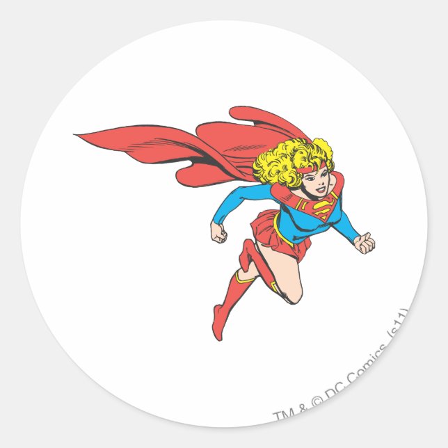 Supergirl Leaps Right Classic Round Sticker (Front)