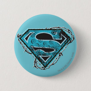 Supergirl Logo Barbed Wire and Flowers 6 Cm Round Badge