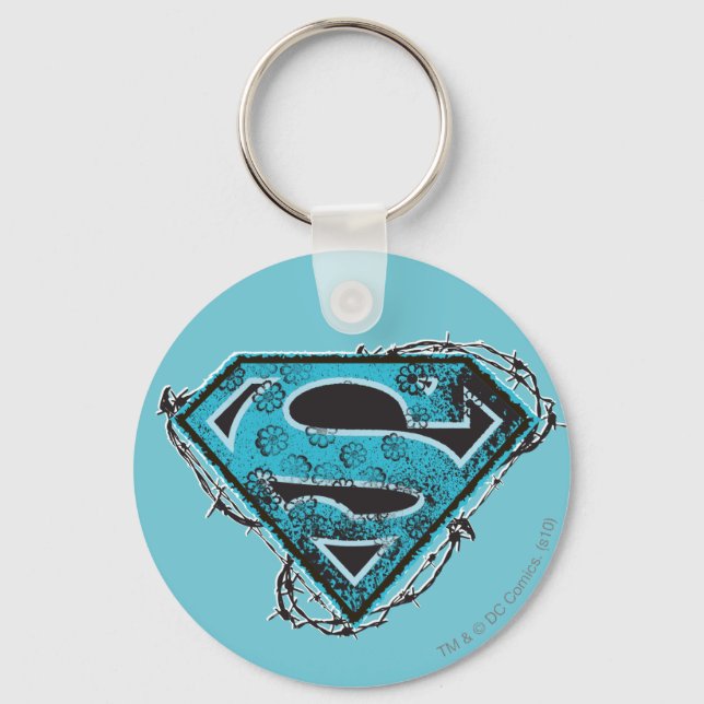 Supergirl Logo Barbed Wire and Flowers Key Ring (Front)