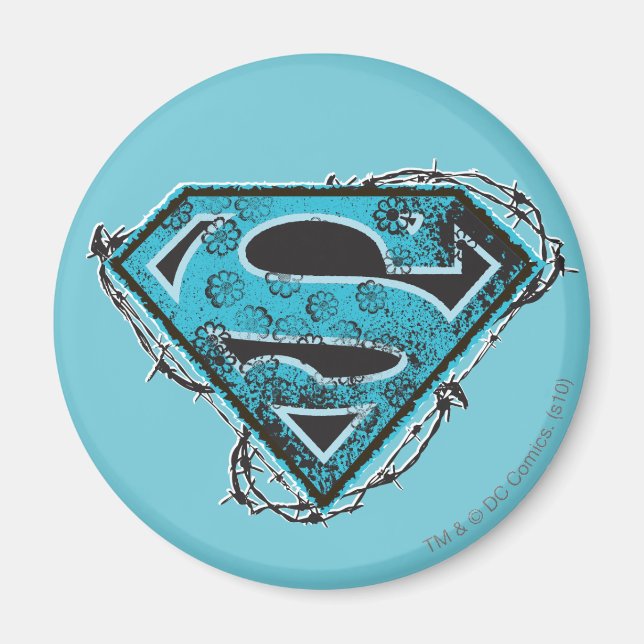 Supergirl Logo Barbed Wire and Flowers Magnet (Front)