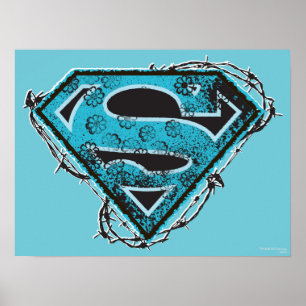 Supergirl Logo Barbed Wire and Flowers Poster