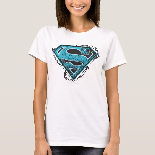 Supergirl Logo Barbed Wire and Flowers T-Shirt (Front)