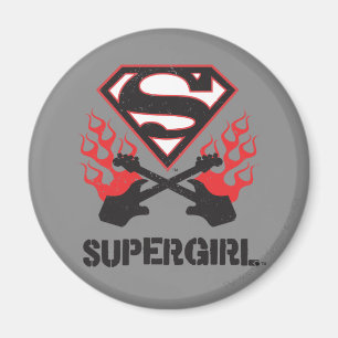 Supergirl Logo Black Flaming Guitars Magnet