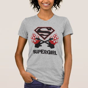 Supergirl Logo Black Flaming Guitars T-Shirt