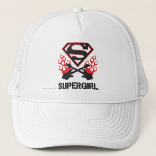 Supergirl Logo Black Flaming Guitars Trucker Hat