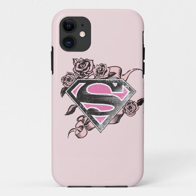 Supergirl Logo with Roses Case-Mate iPhone Case (Back)