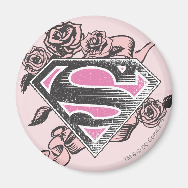 Supergirl Logo with Roses Magnet (Front)