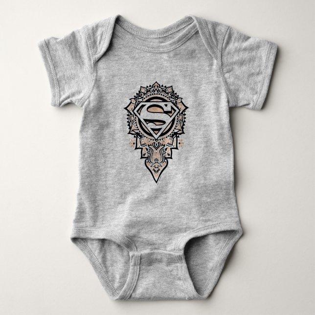 Supergirl Mandala Graphic Baby Bodysuit (Front)