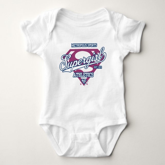Supergirl Metropolis Sports Athletics Graphic Baby Bodysuit (Front)