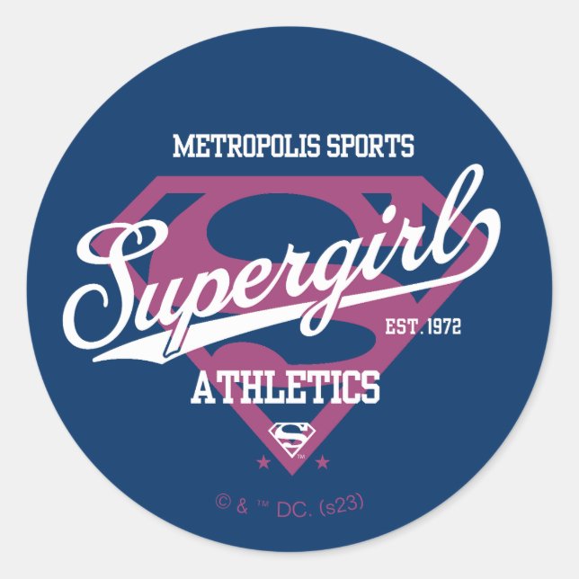 Supergirl Metropolis Sports Athletics Graphic Classic Round Sticker (Front)