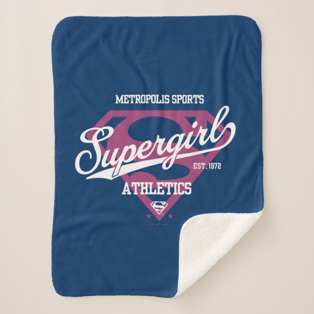 Supergirl Metropolis Sports Athletics Graphic Sherpa Blanket (Front)