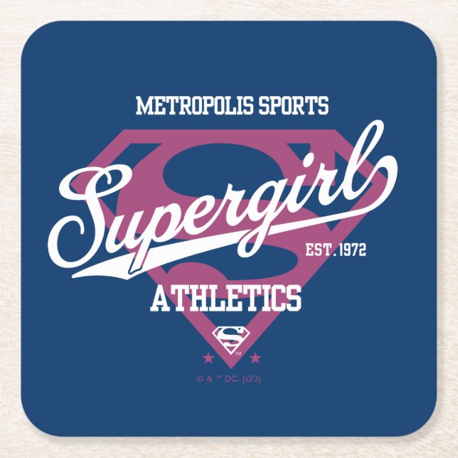 Supergirl Metropolis Sports Athletics Graphic Square Paper Coaster (Front)