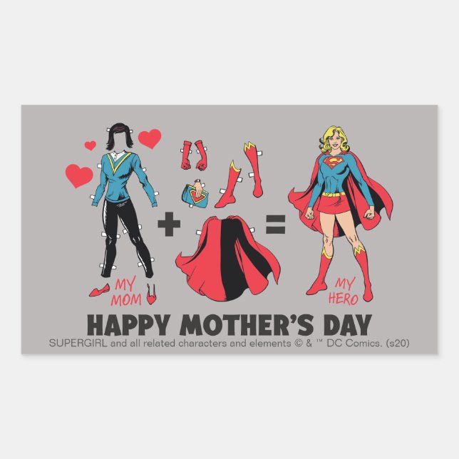 Supergirl | My Mum = My Hero Rectangular Sticker (Front)