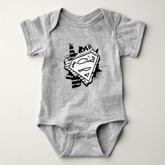 Supergirl Newsprint S-Shield Baby Bodysuit (Front)