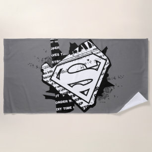 Supergirl Newsprint S-Shield Beach Towel