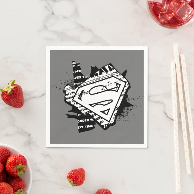 Supergirl Newsprint S-Shield Napkin (Insitu)