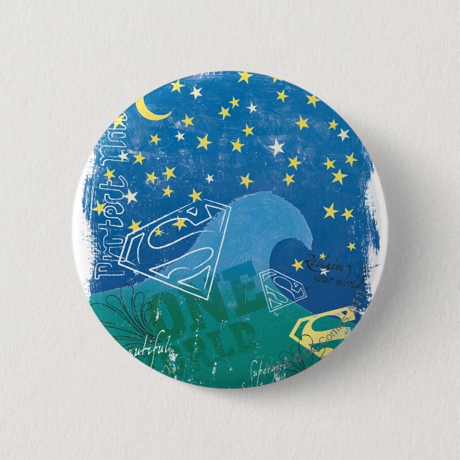 Supergirl One World 6 Cm Round Badge (Front)