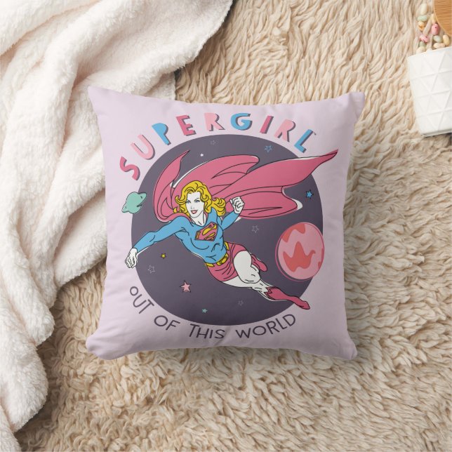Supergirl Out of This World Retro Graphic Cushion (Blanket)