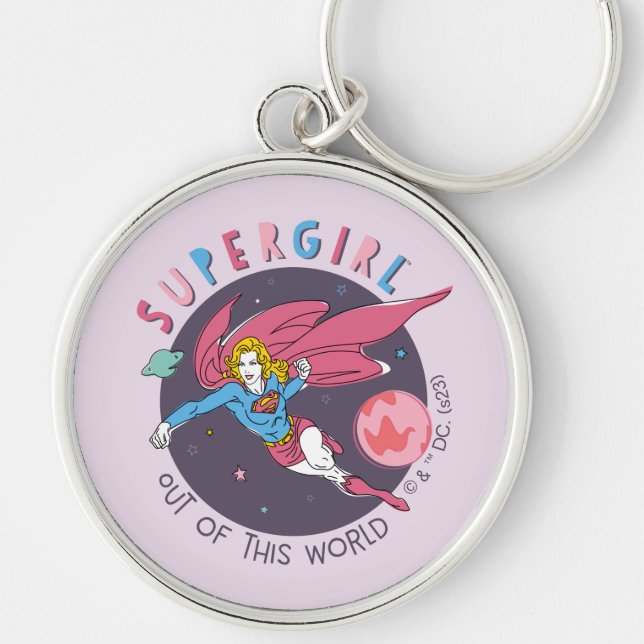 Supergirl Out of This World Retro Graphic Key Ring (Front)