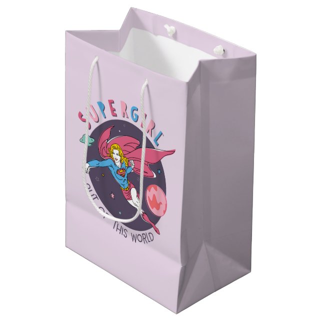 Supergirl Out of This World Retro Graphic Medium Gift Bag (Front Angled)