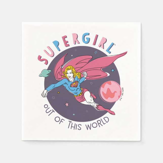 Supergirl Out of This World Retro Graphic Napkin (Front)