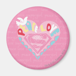 Supergirl Peace and Love Pink Magnet