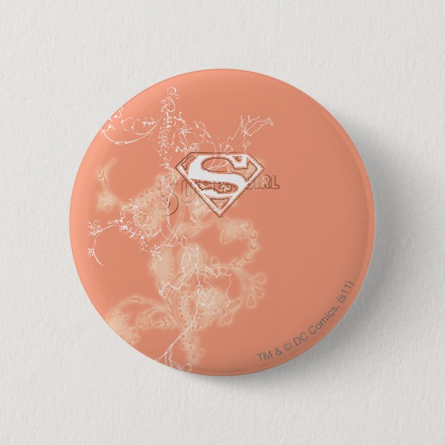 Supergirl Peach Floral Pattern 6 Cm Round Badge (Front)