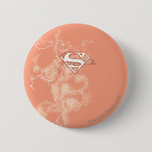 Supergirl Peach Floral Pattern 6 Cm Round Badge