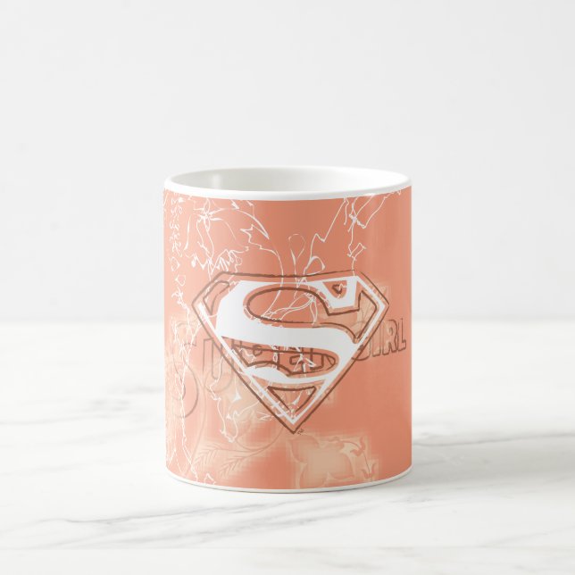 Supergirl Peach Floral Pattern Coffee Mug (Center)