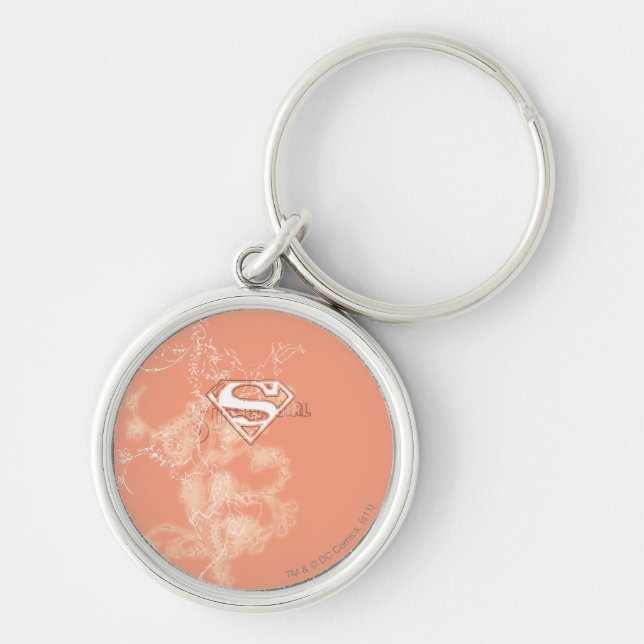 Supergirl Peach Floral Pattern Key Ring (Front)