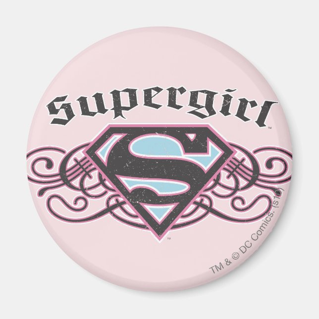 Supergirl Pin Strips Black and Pink Magnet (Front)