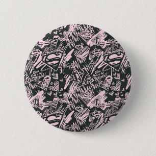 Supergirl Pink and Black Scribbles 6 Cm Round Badge
