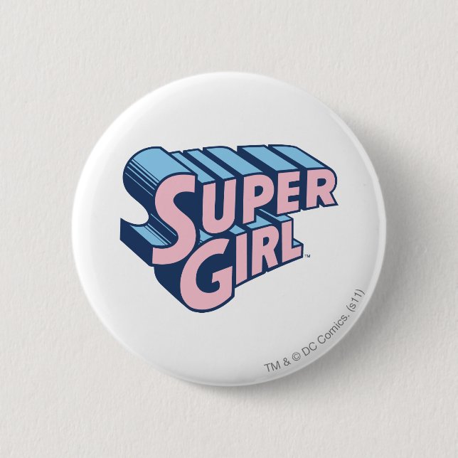Supergirl Pink and Blue Logo 6 Cm Round Badge (Front)