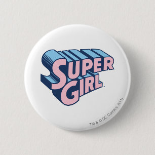Supergirl Pink and Blue Logo 6 Cm Round Badge