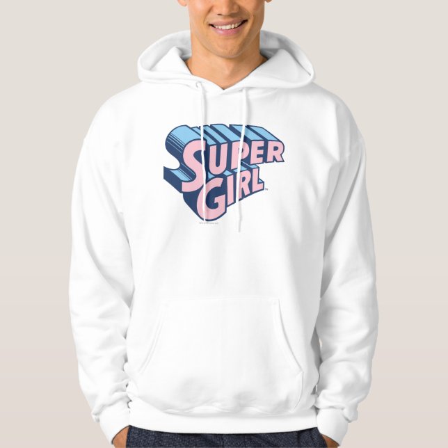 Supergirl Pink and Blue Logo Hoodie (Front)