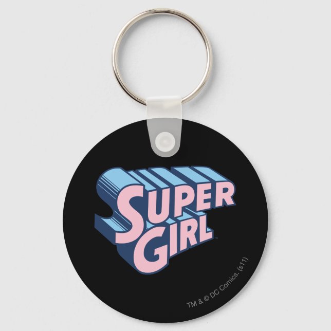 Supergirl Pink and Blue Logo Key Ring (Front)
