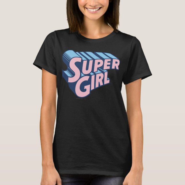 Supergirl Pink and Blue Logo T-Shirt (Front)