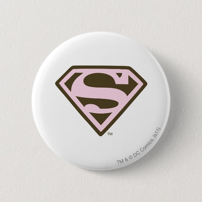 Supergirl Pink and Brown Logo 6 Cm Round Badge (Front)