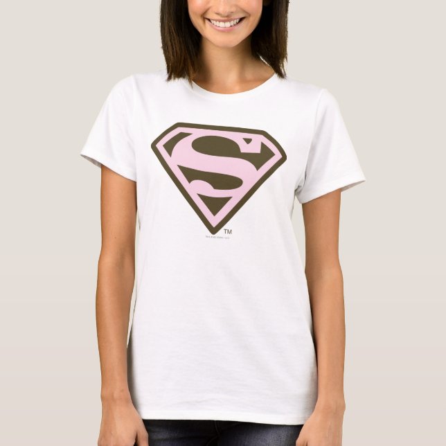 Supergirl Pink and Brown Logo T-Shirt (Front)