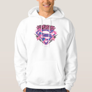 Supergirl Pink and Purple Grunge Logo Hoodie