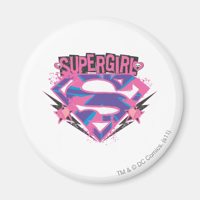 Supergirl Pink and Purple Grunge Logo Magnet (Front)