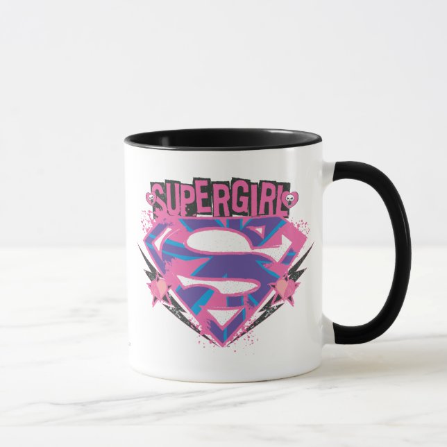 Supergirl Pink and Purple Grunge Logo Mug (Right)