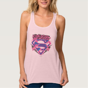 Supergirl Pink and Purple Grunge Logo Singlet