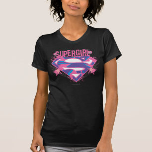 Supergirl Pink and Purple Grunge Logo T-Shirt