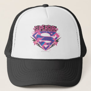Supergirl Pink and Purple Grunge Logo Trucker Hat