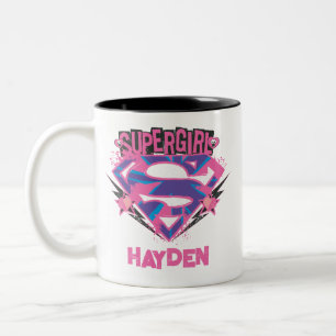 Supergirl Pink and Purple Grunge Logo Two-Tone Coffee Mug