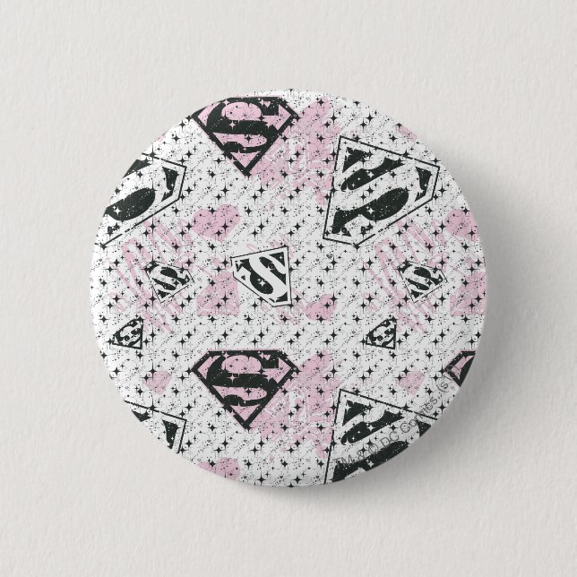Supergirl Pink and White Logo Pattern 6 Cm Round Badge (Front)